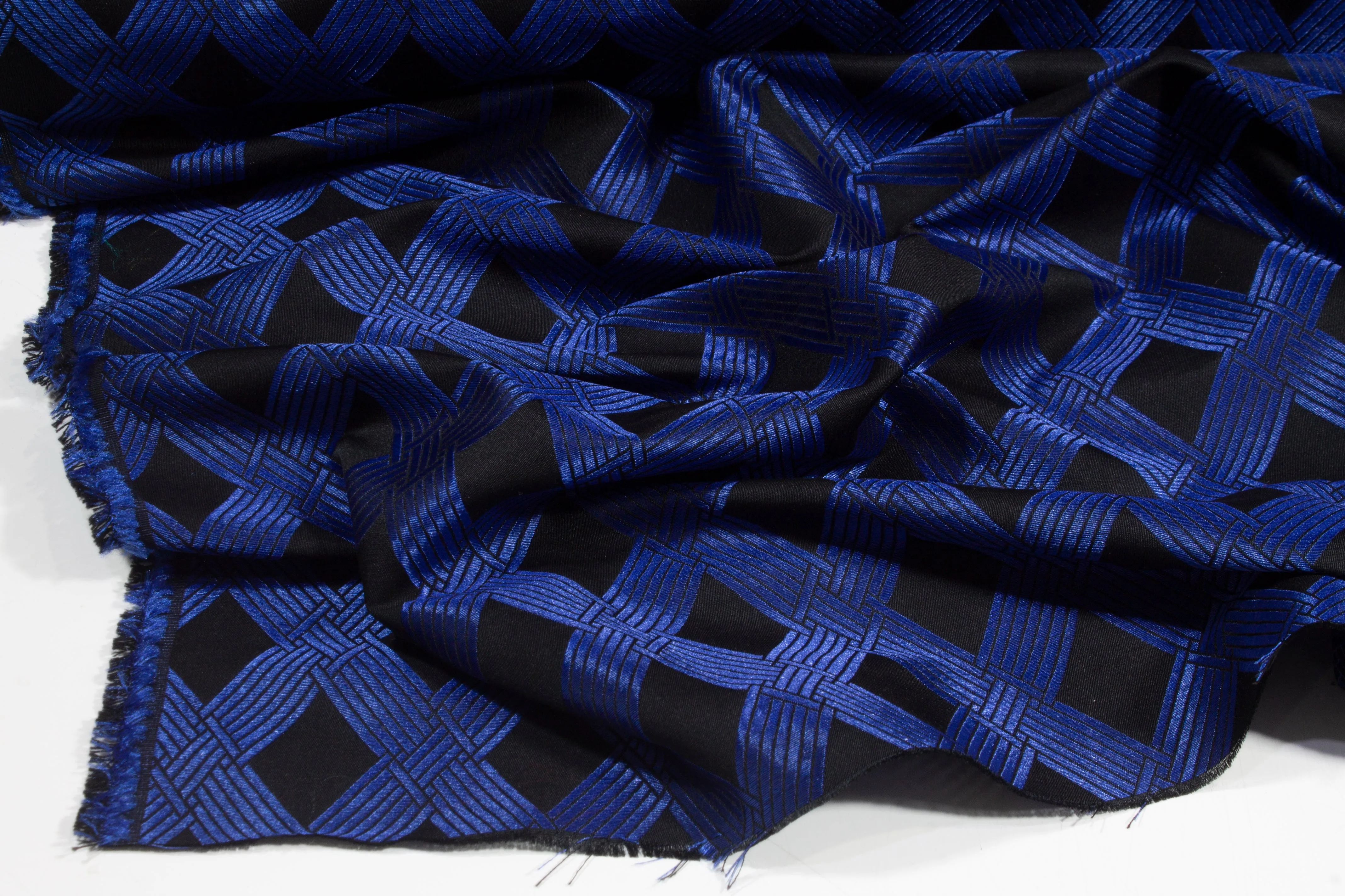 Diamond Pattern Brocade - Royal Blue / Black