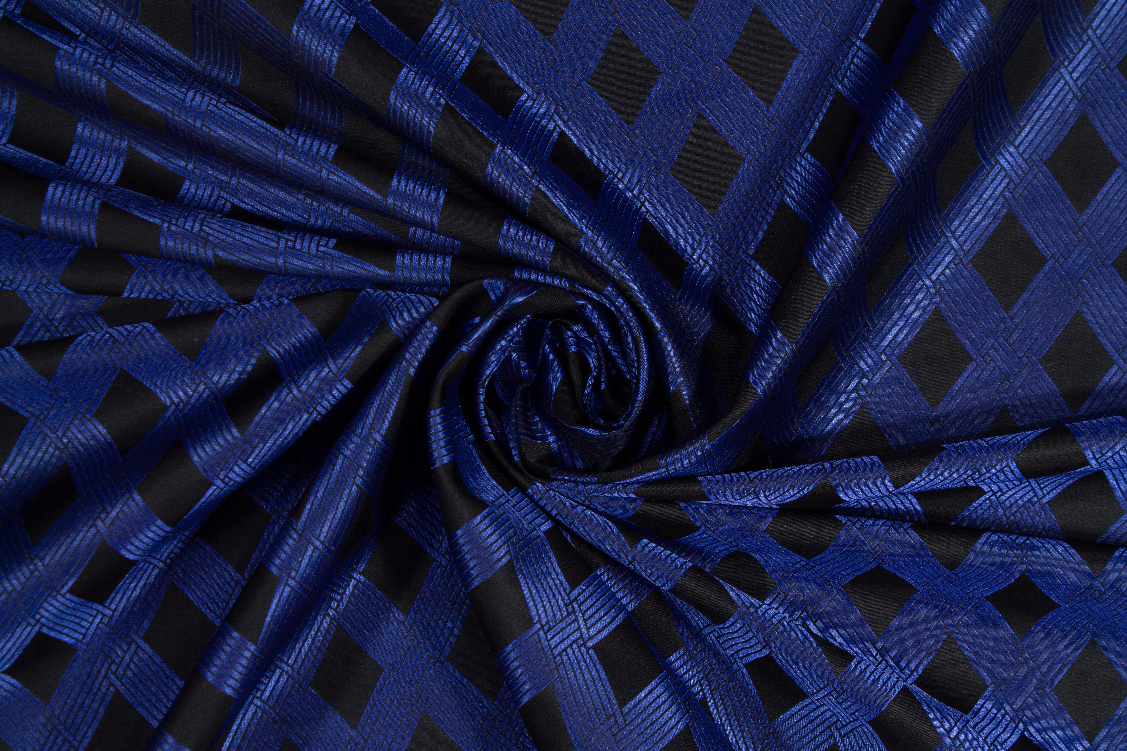 Diamond Pattern Brocade - Royal Blue / Black