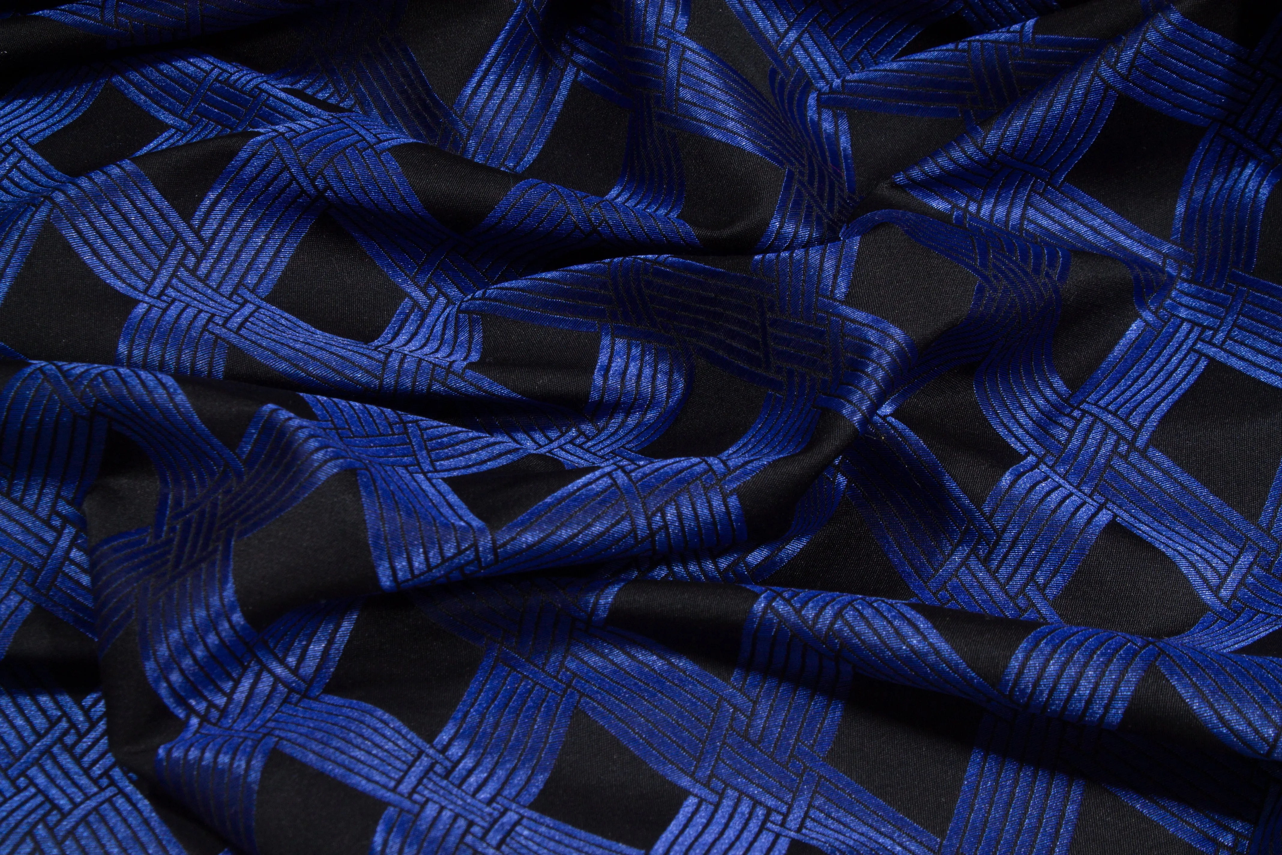 Diamond Pattern Brocade - Royal Blue / Black