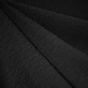 Diamond Quilt Textured Cotton Jacquard Solid Black