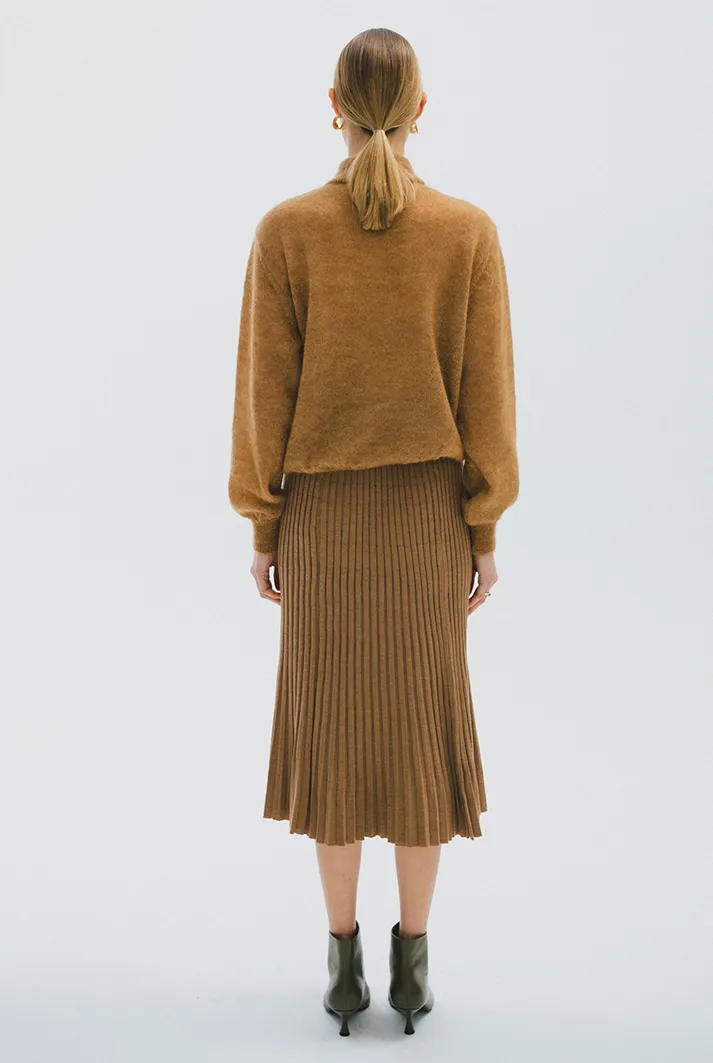 Draped Turtleneck Sweater | Camel