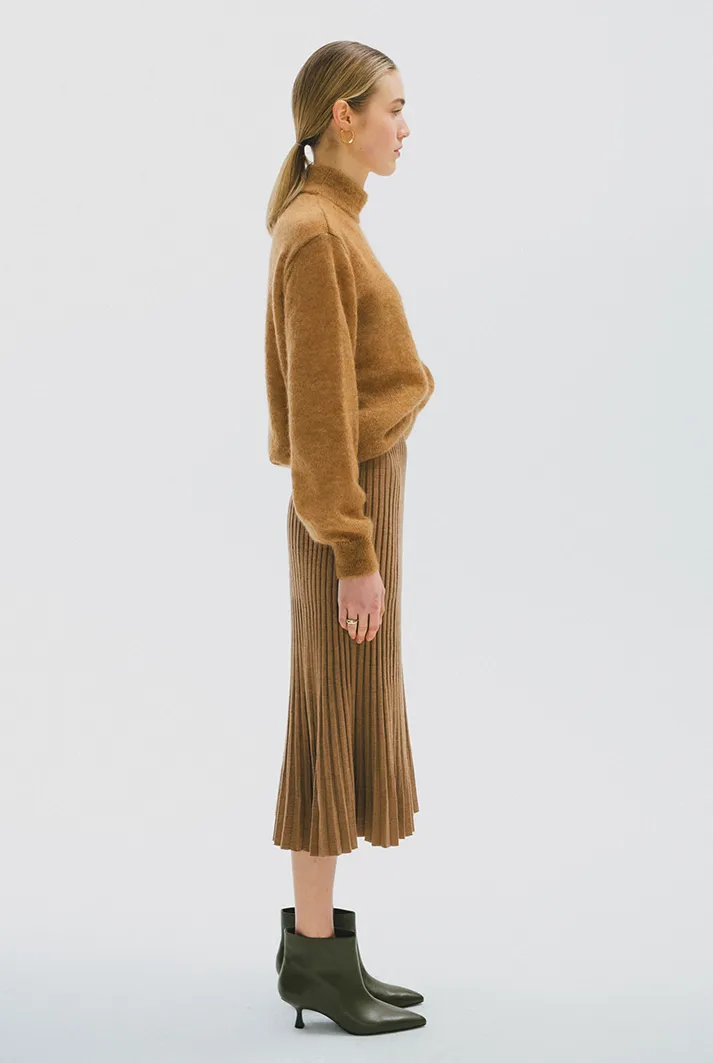 Draped Turtleneck Sweater | Camel