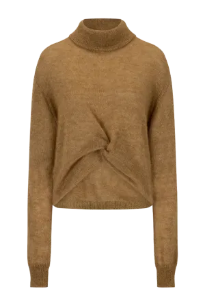 Draped Turtleneck Sweater | Camel