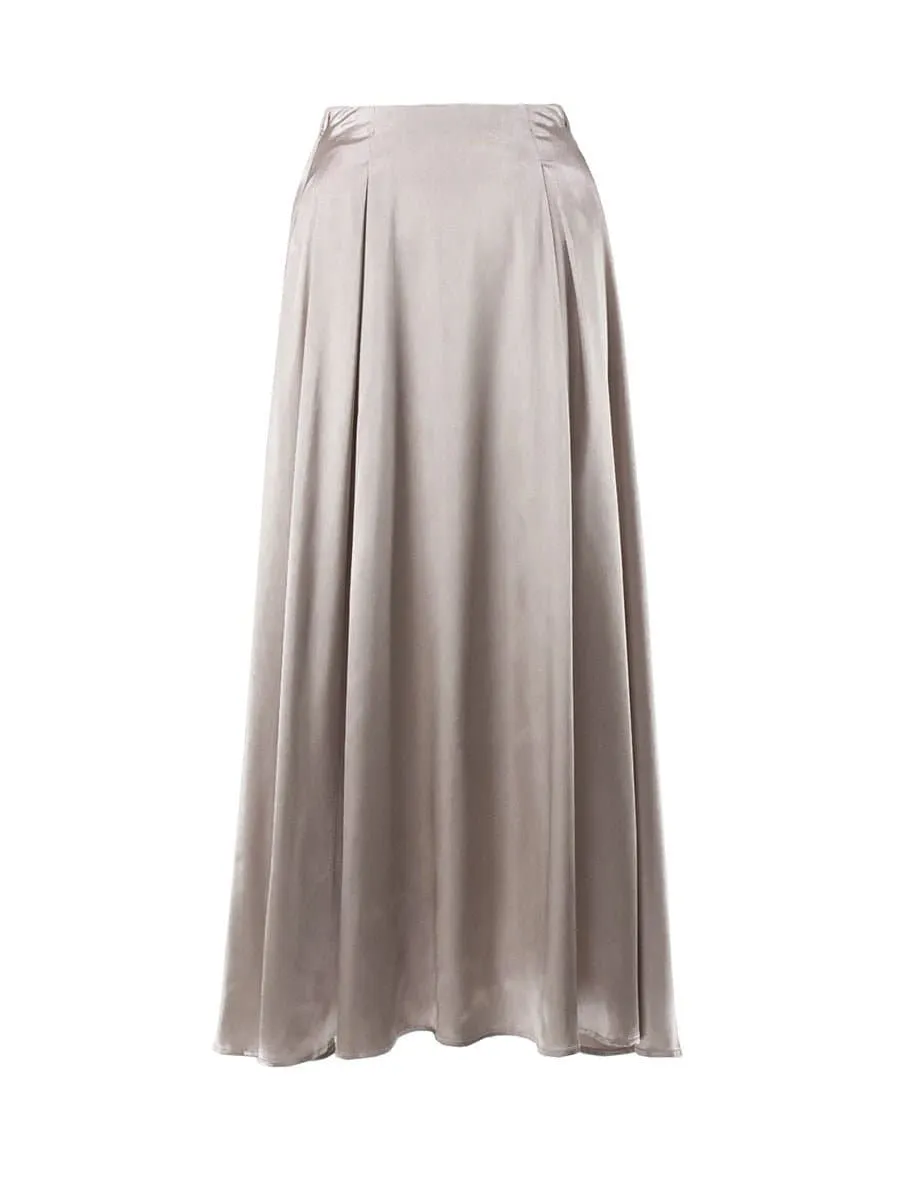 Elegant Satin Long Skirts with A-Line Silhouette & Empire Waist