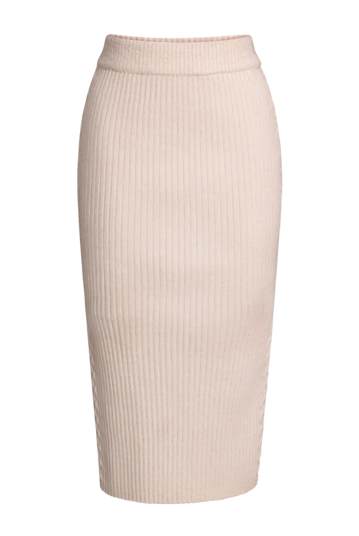 Eva Ribbed Midi Skirt | Ivory