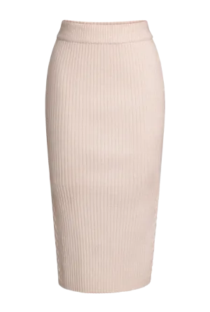 Eva Ribbed Midi Skirt | Ivory