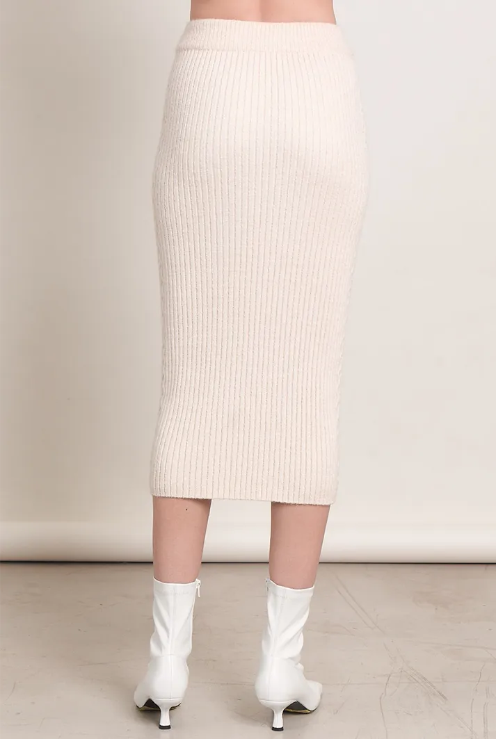 Eva Ribbed Midi Skirt | Ivory