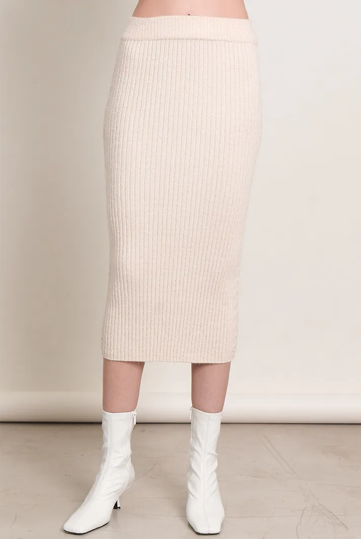 Eva Ribbed Midi Skirt | Ivory