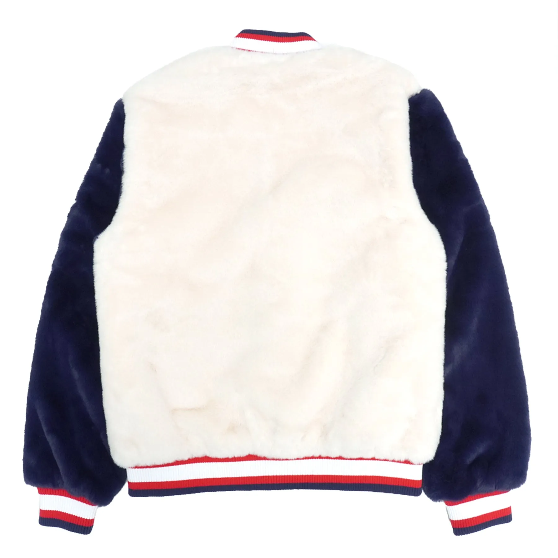 F1010 Marc Rabbit Fur Varsity Jacket - Natural