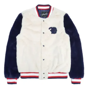 F1010 Marc Rabbit Fur Varsity Jacket - Natural