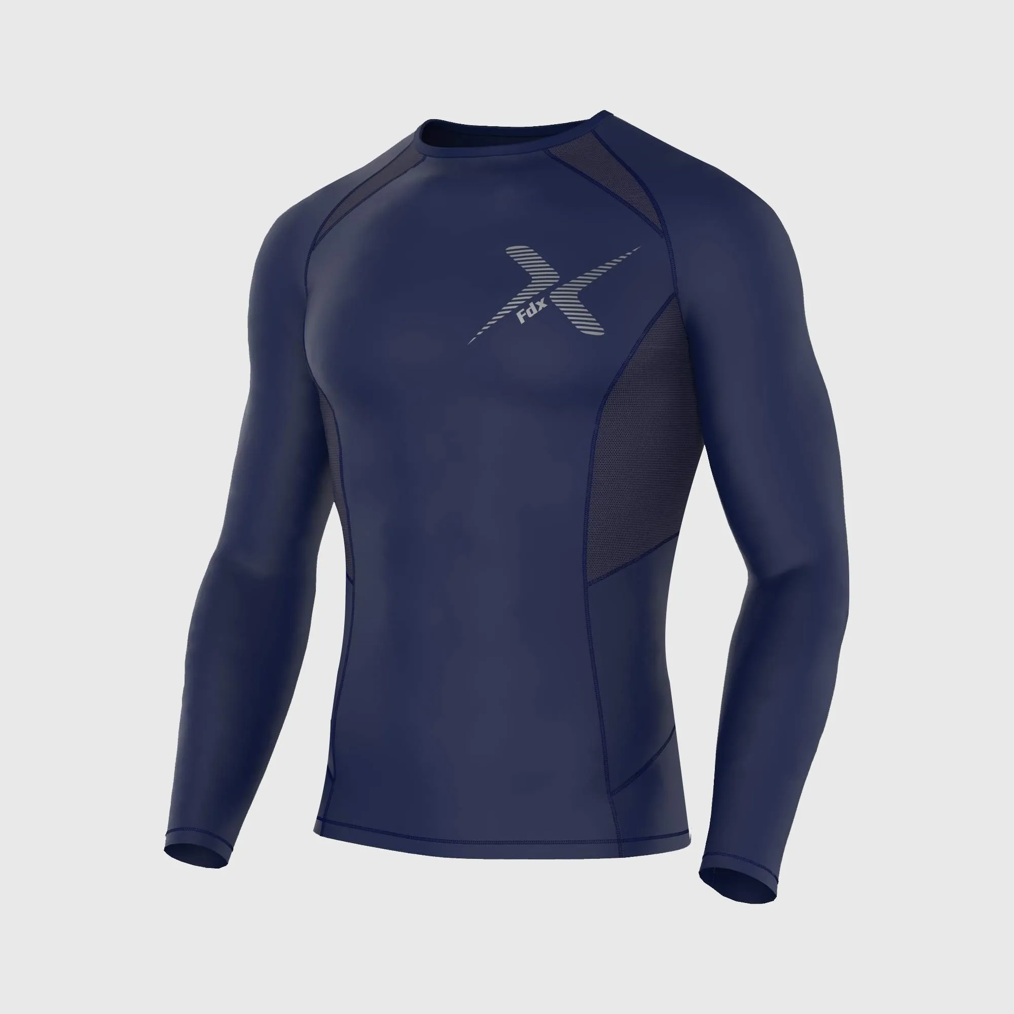 Fdx Men's & Boy's Set Recoil Navy Blue Compression Base Layer Top & Leggings