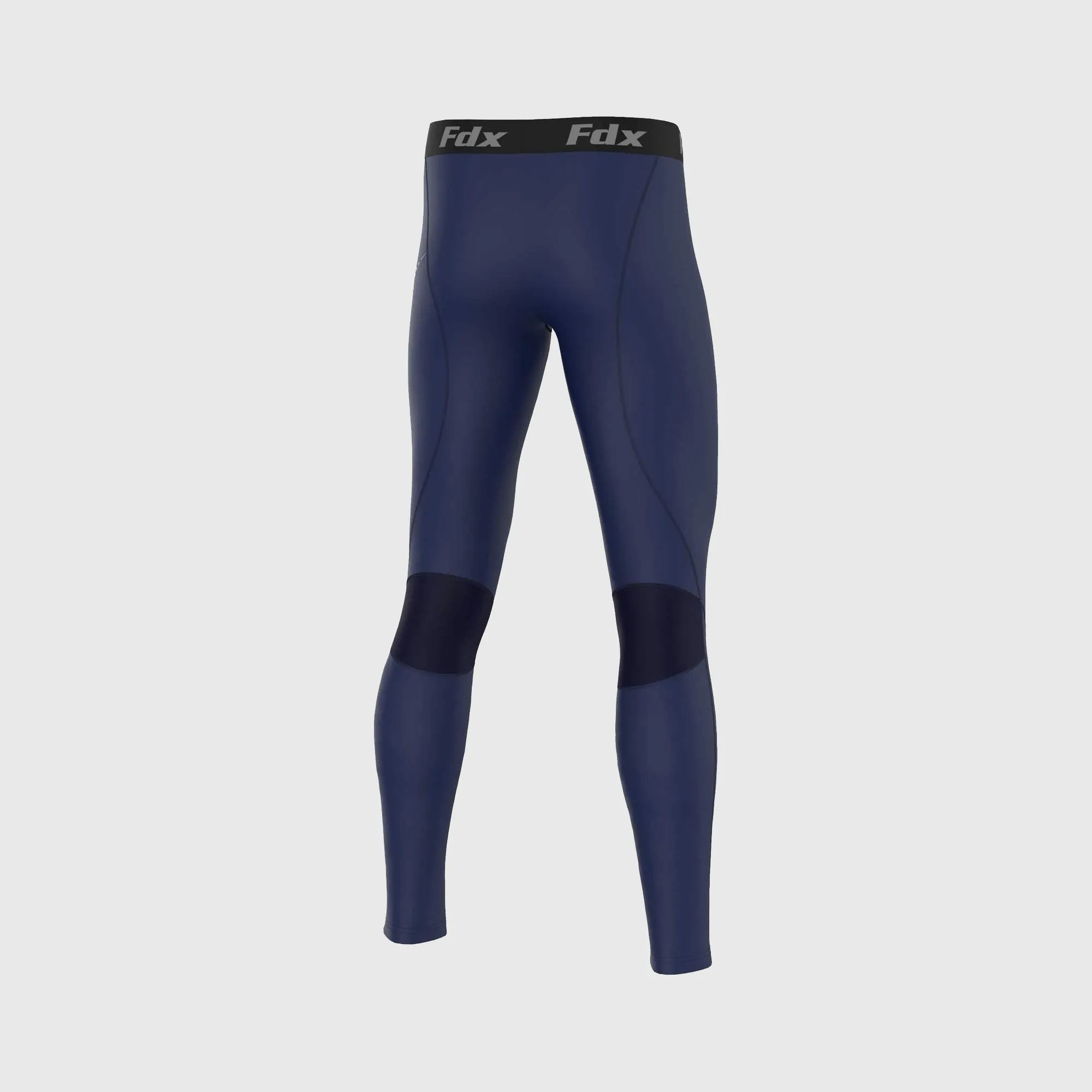 Fdx Men's & Boy's Set Recoil Navy Blue Compression Base Layer Top & Leggings