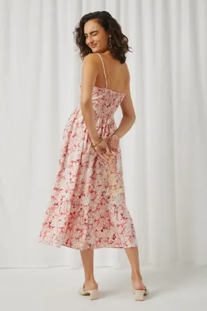 Floral Back Smocked Tiered Tank Dress