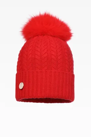 Georgie Cable Rib Pom Pom Hat - Real Fur