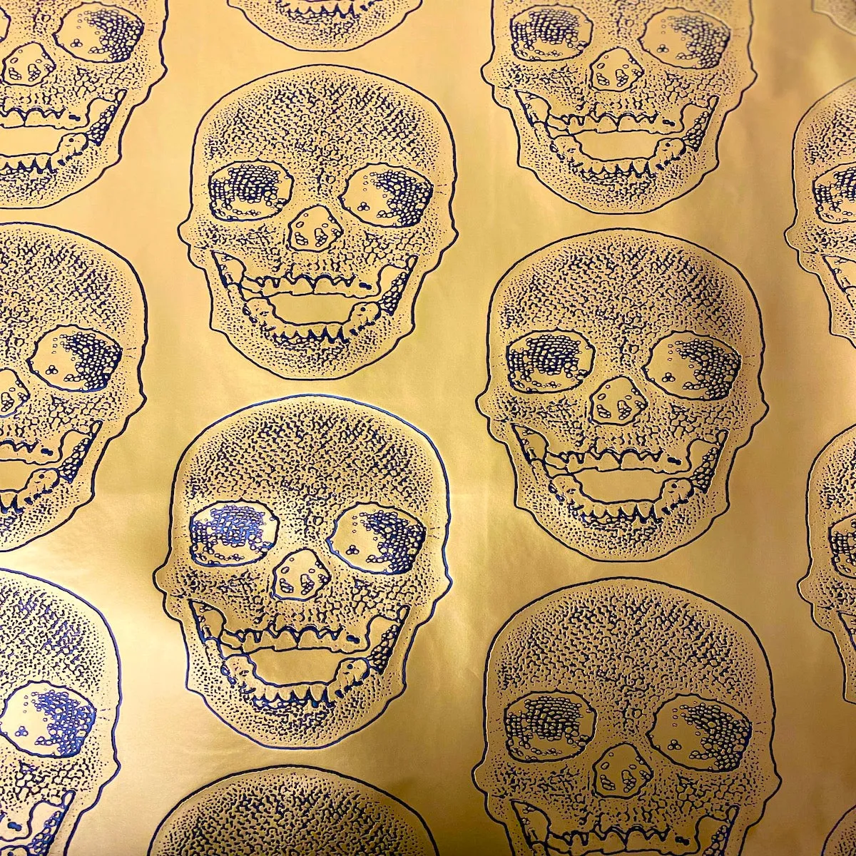 Gold Skeleton Skull Vinyl Fabric