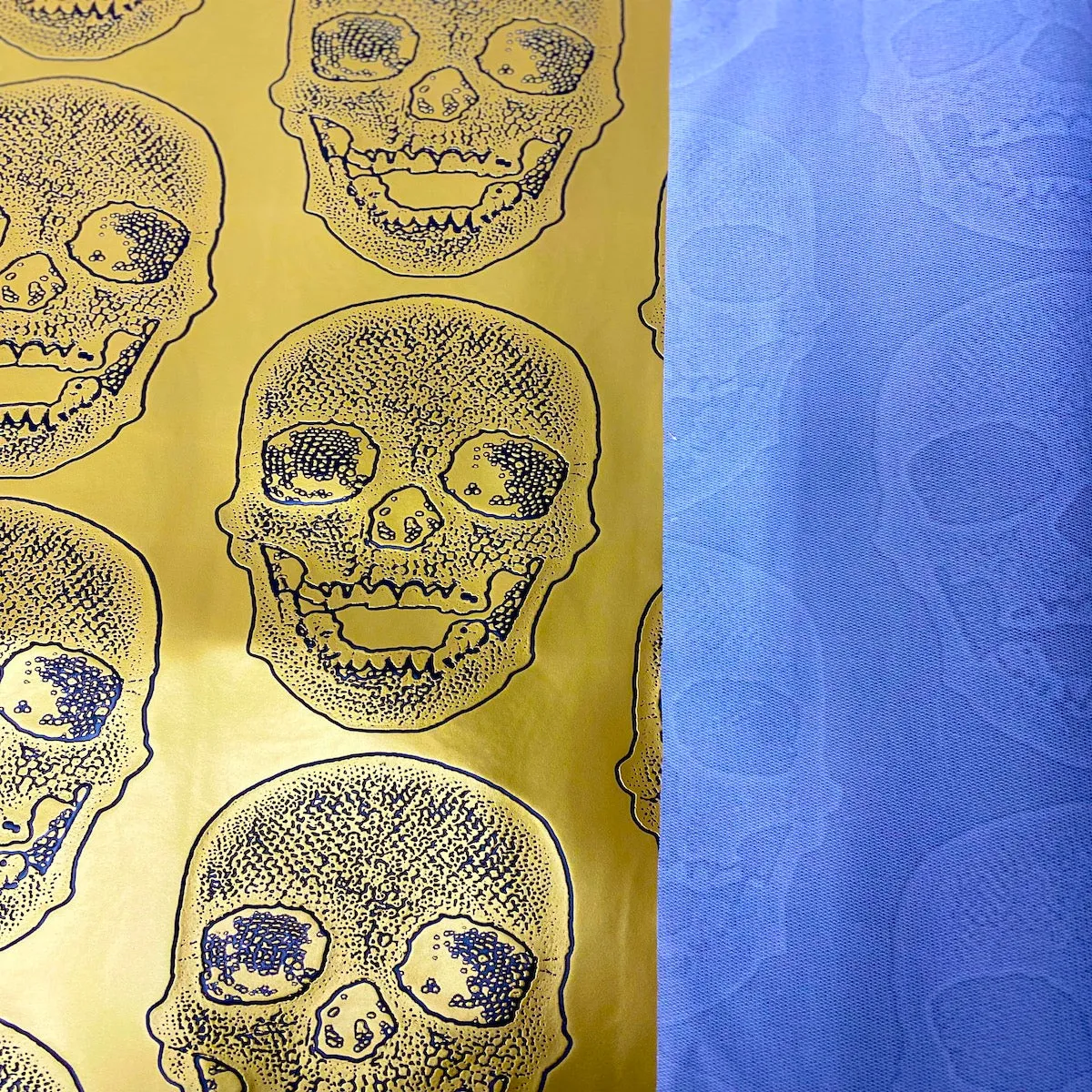 Gold Skeleton Skull Vinyl Fabric