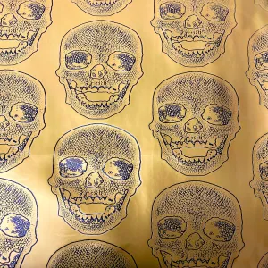 Gold Skeleton Skull Vinyl Fabric