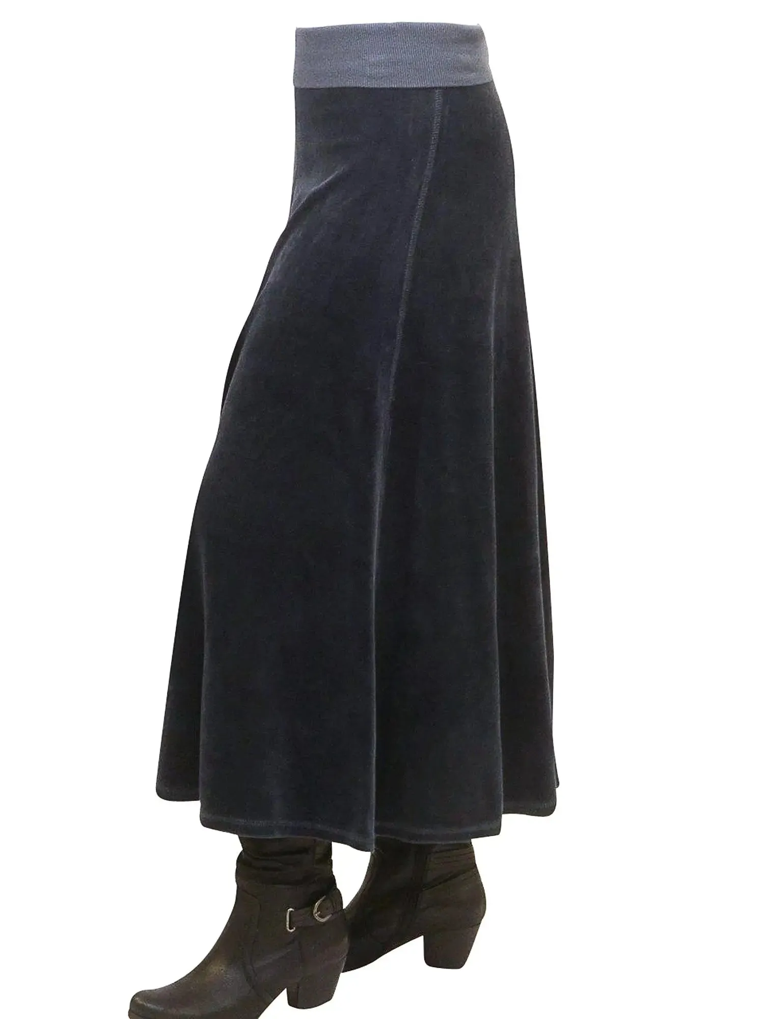 Hard Tail Rolldown Waist Velour Sweep Skirt V-128