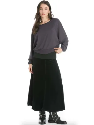 Hard Tail Rolldown Waist Velour Sweep Skirt V-128