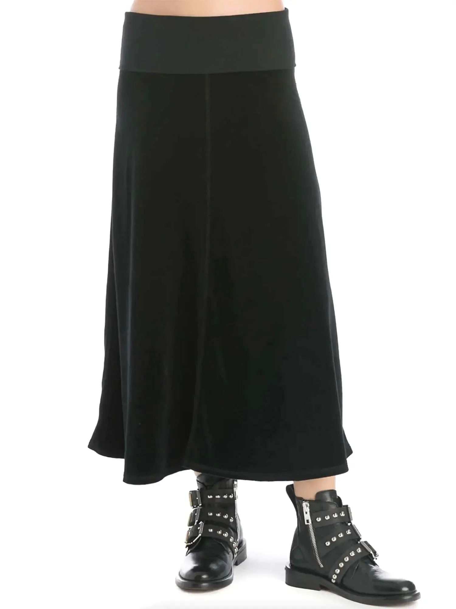 Hard Tail Rolldown Waist Velour Sweep Skirt V-128