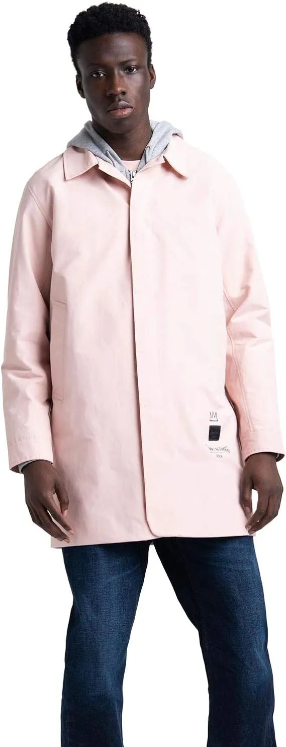 Herschel Mens Regular Button Up Rain Jacket Color Pink Size Small