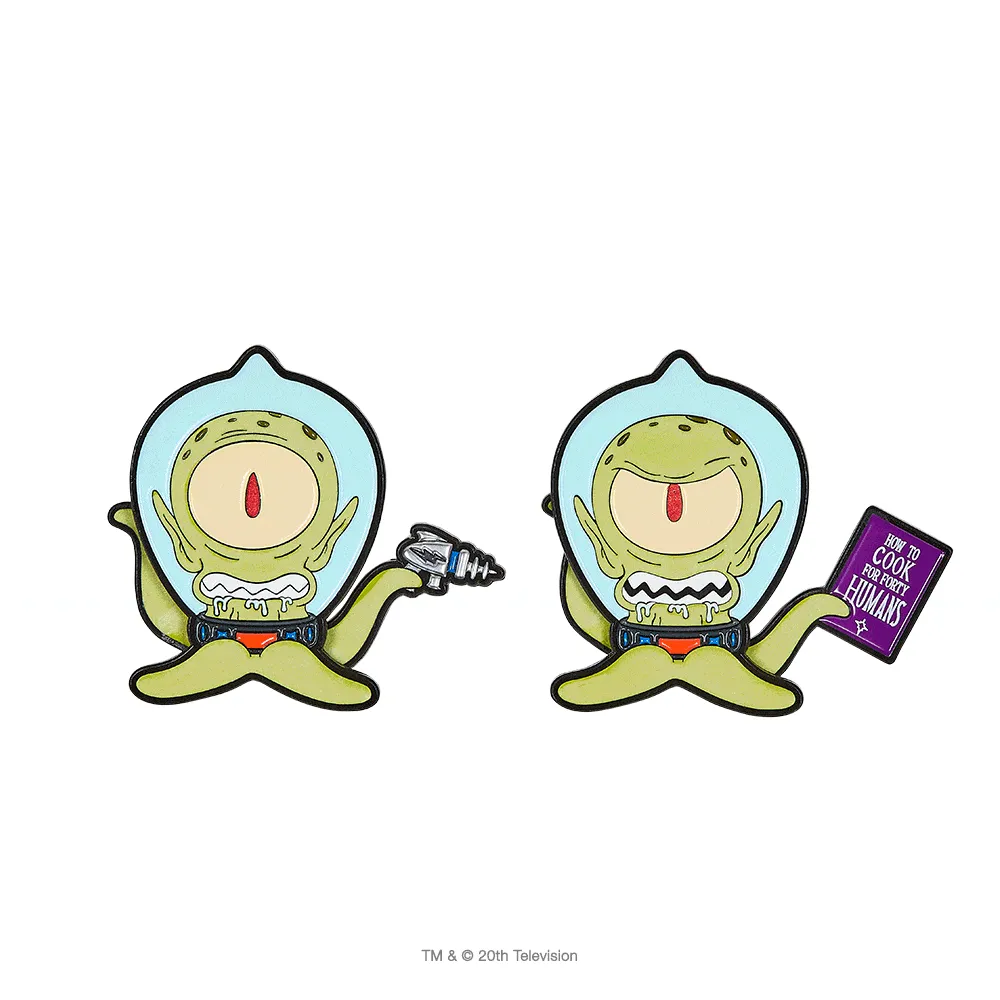 Kang & Kodos Simpsons Enamel Pin 2-Pack Glow-in-the-Dark Edition by Kidrobot IamRetro Exclusive