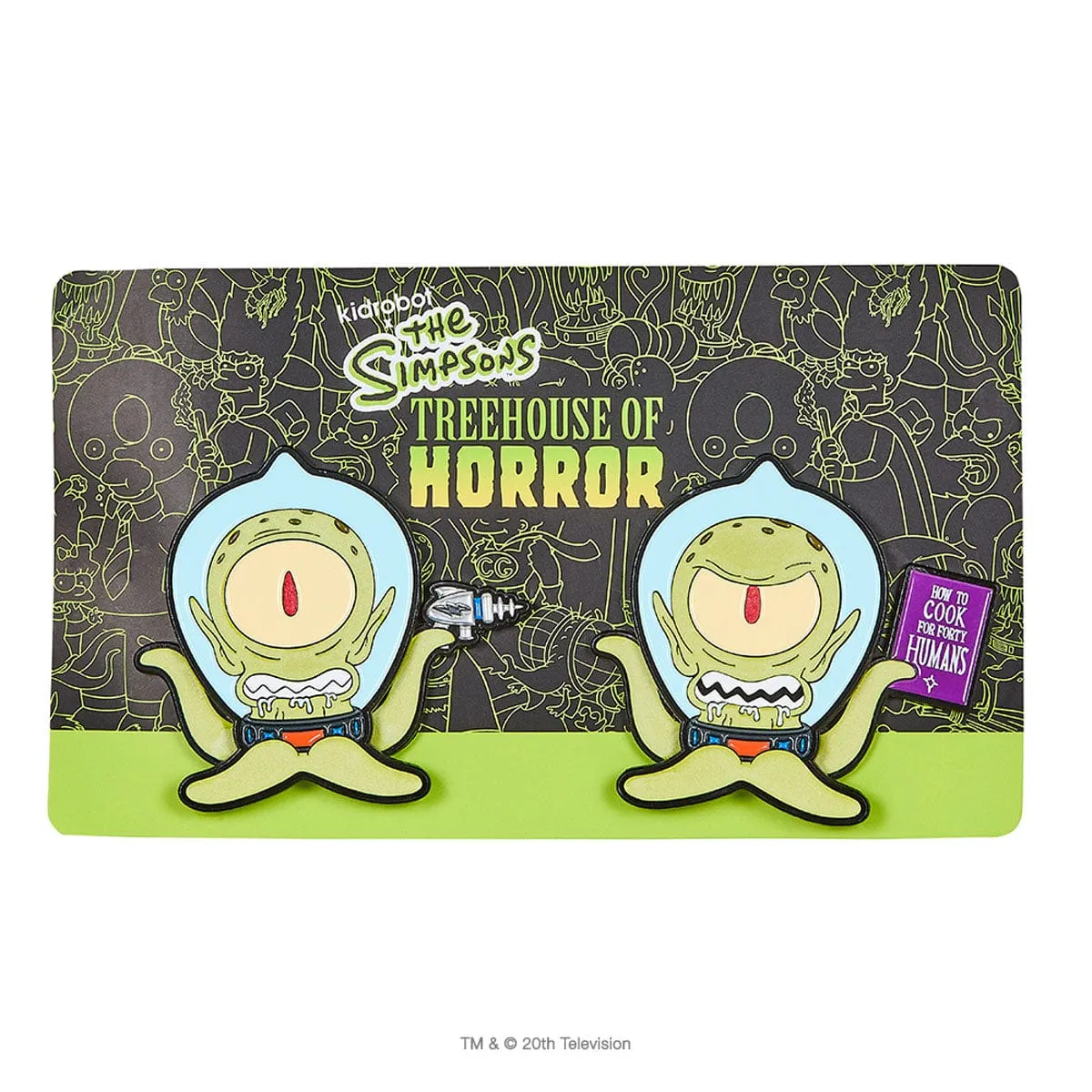 Kang & Kodos Simpsons Enamel Pin 2-Pack Glow-in-the-Dark Edition by Kidrobot IamRetro Exclusive