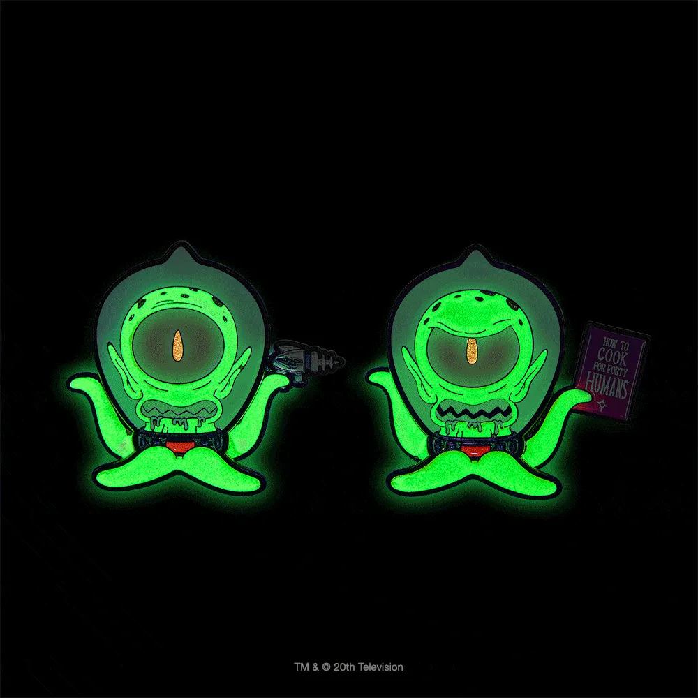 Kang & Kodos Simpsons Enamel Pin 2-Pack Glow-in-the-Dark Edition by Kidrobot IamRetro Exclusive