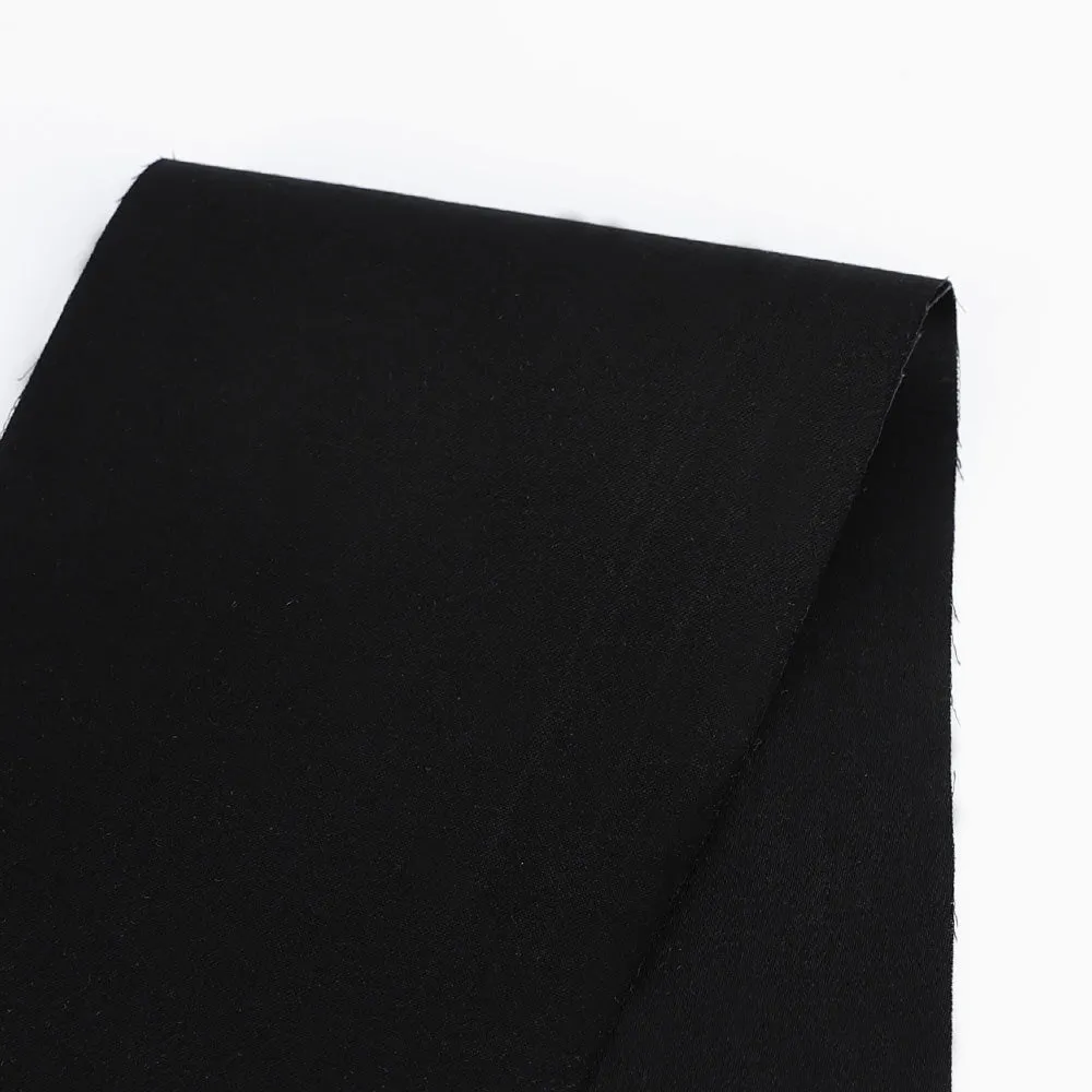 Lightweight Stretch Cotton Sateen - Black (remnant)