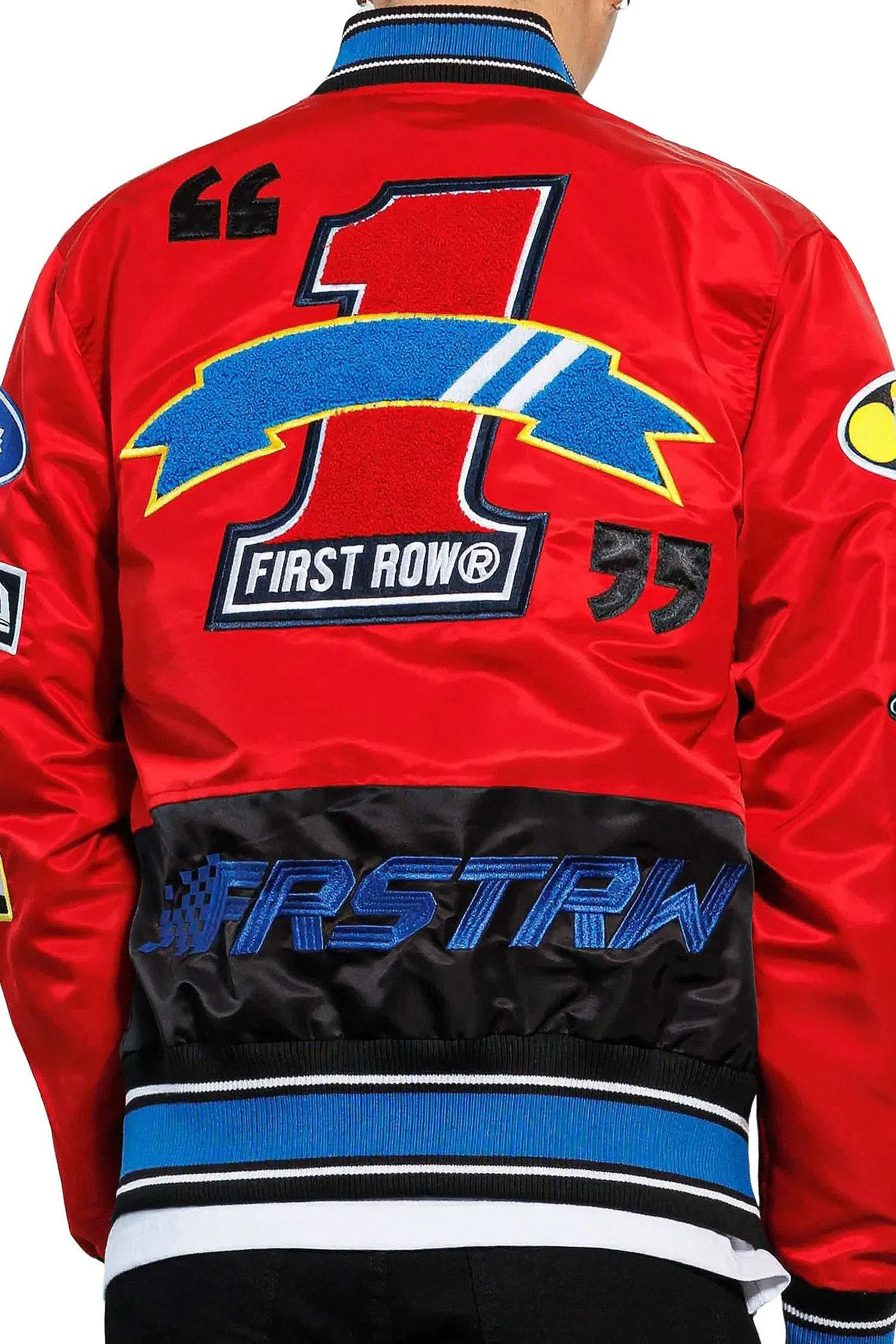 Men's Racing Embroidered Patched Varsity Jacket