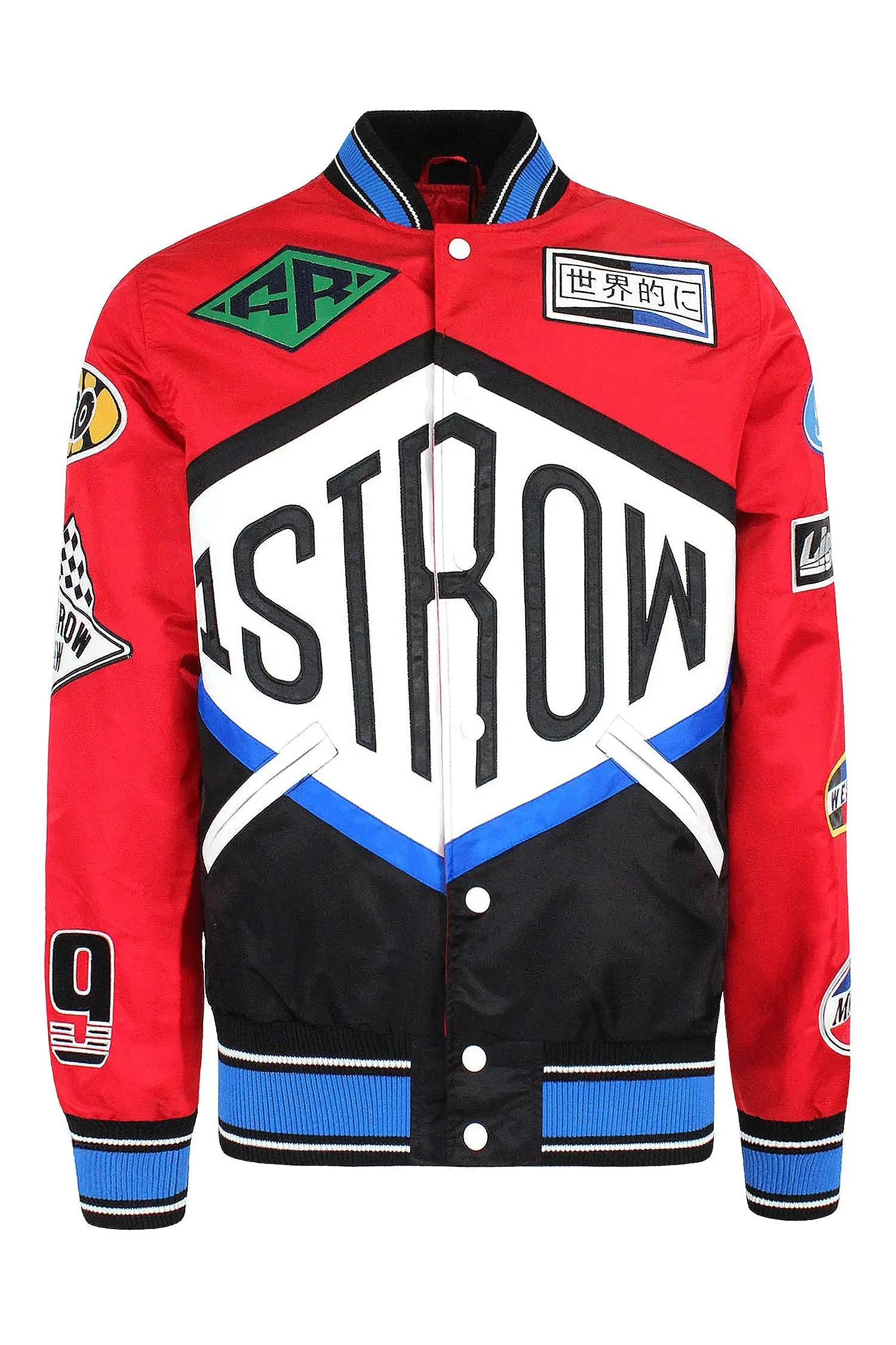 Men's Racing Embroidered Patched Varsity Jacket