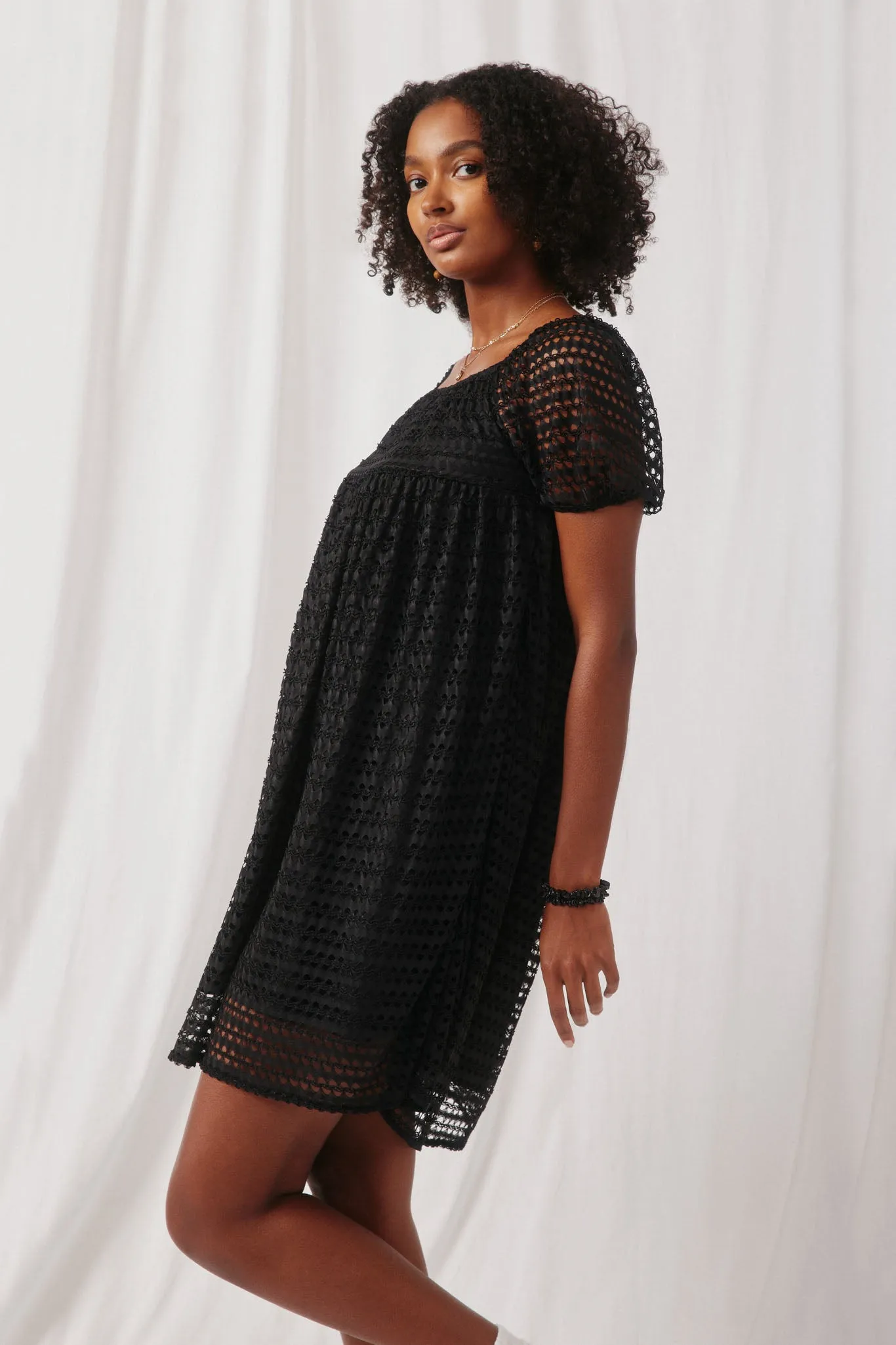 Mesh Shell Square Neck Dress