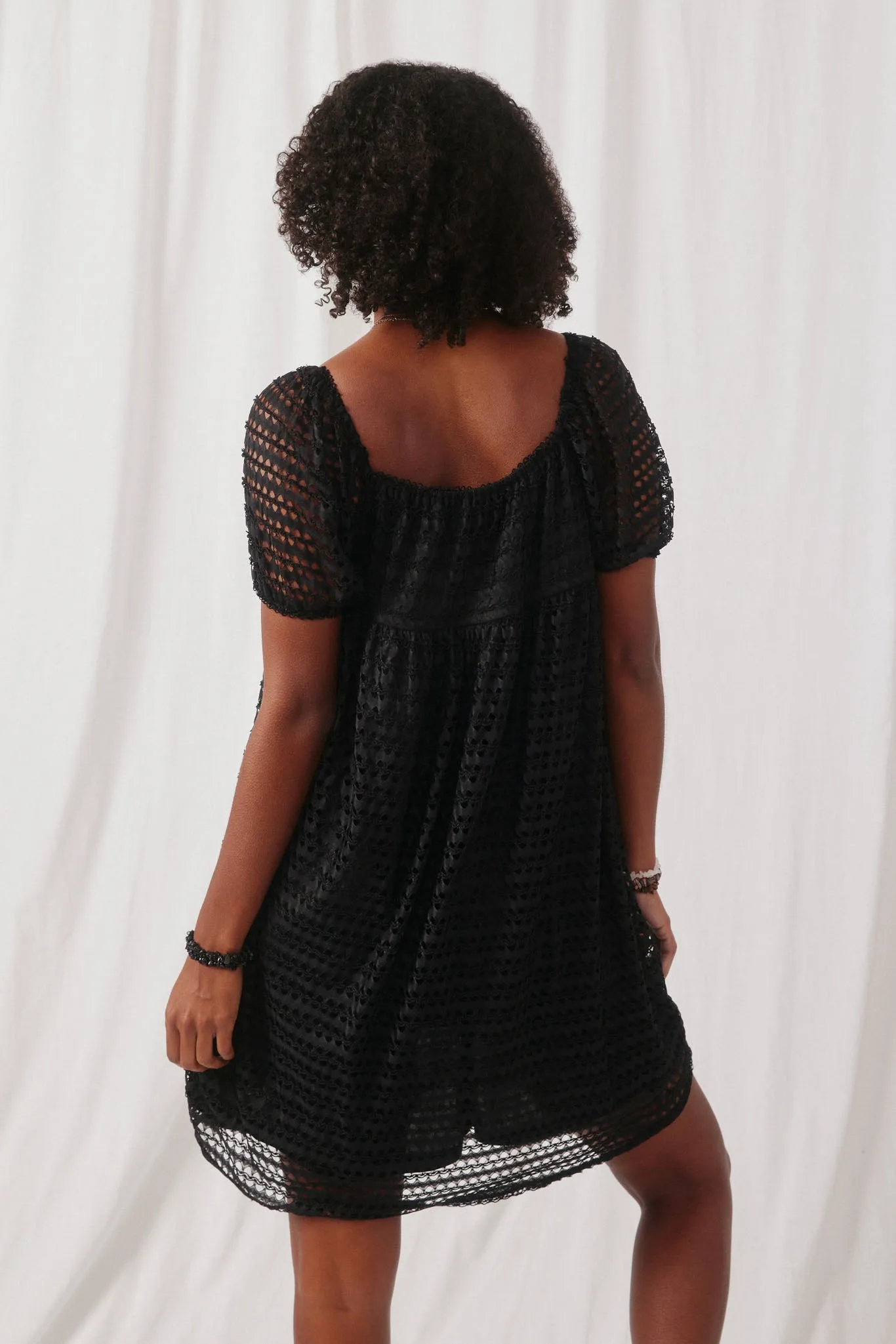 Mesh Shell Square Neck Dress