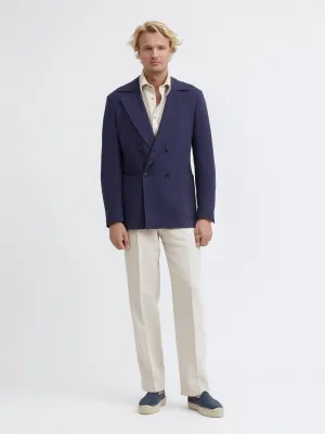 Navy Blue Stonewashed Linen Jacket