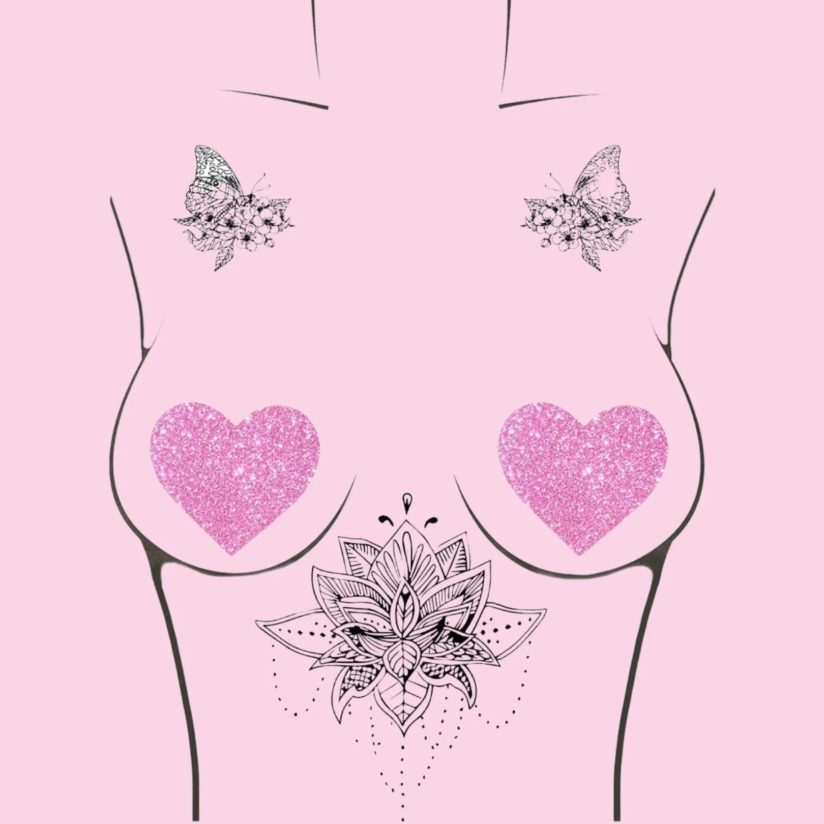 Pink Glitter Heart Pasties