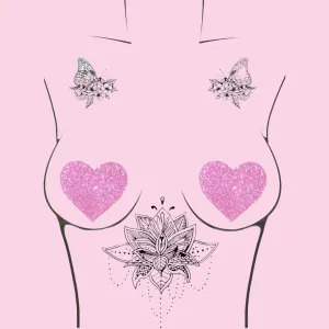 Pink Glitter Heart Pasties