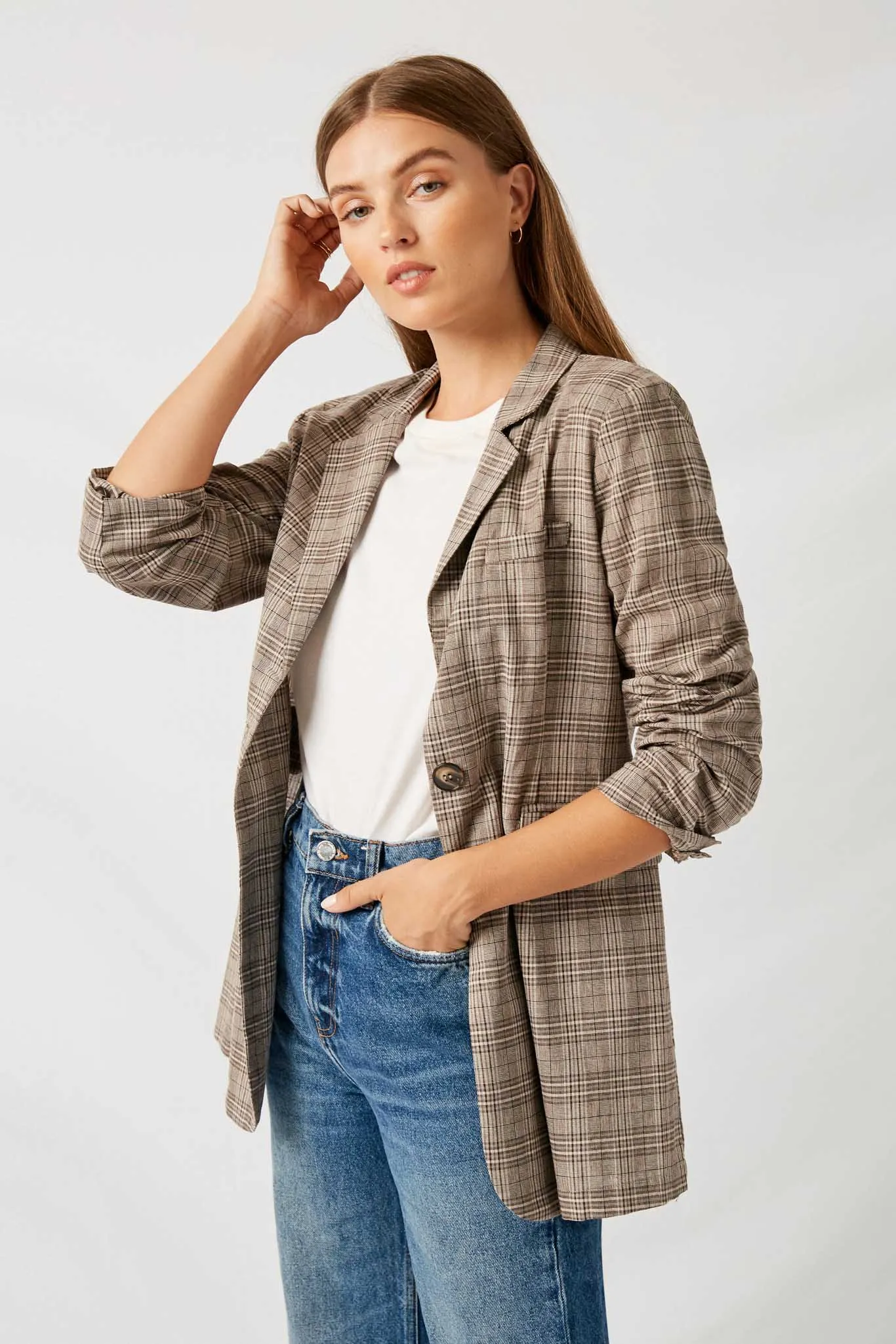 Plaid Flap Pocket Blazer