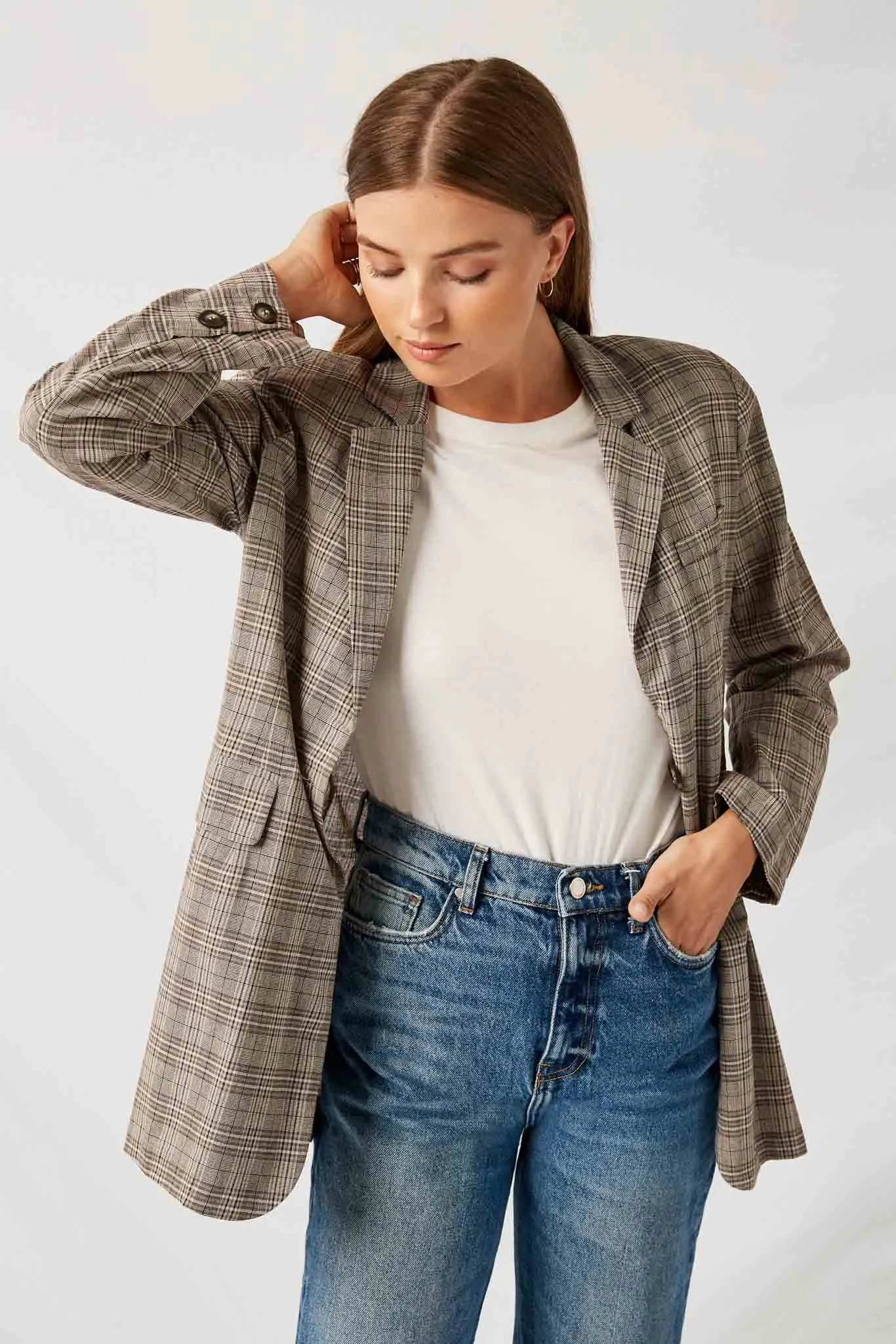 Plaid Flap Pocket Blazer