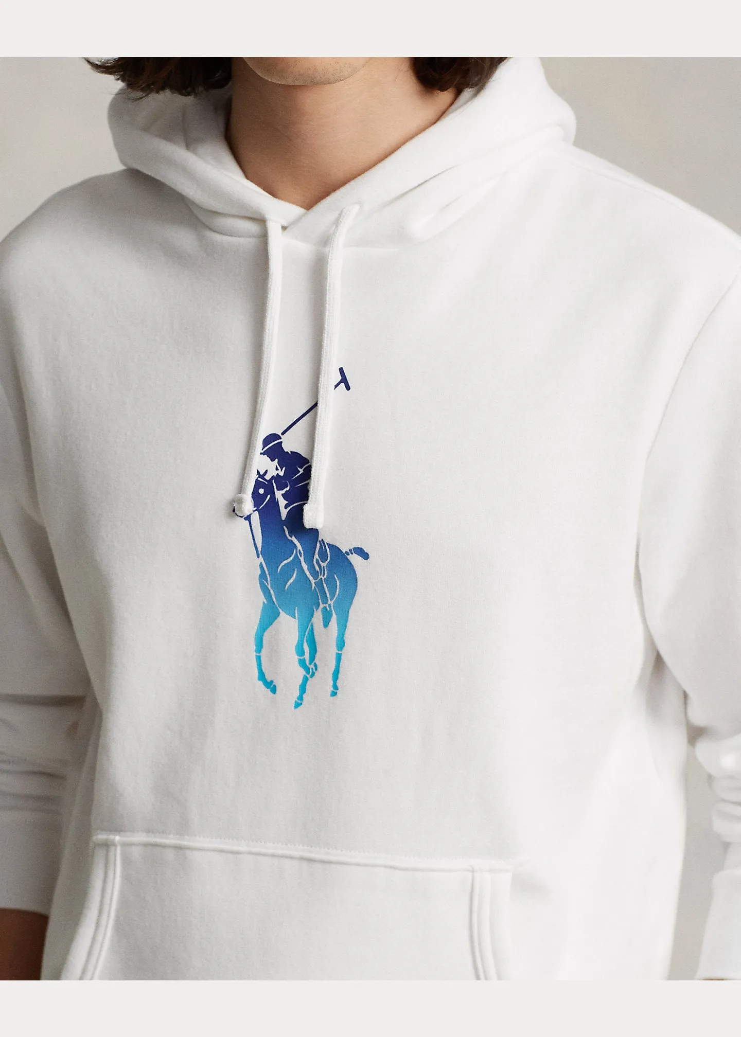 Ralph Lauren Ombré Big Pony Fleece Hoodie | White