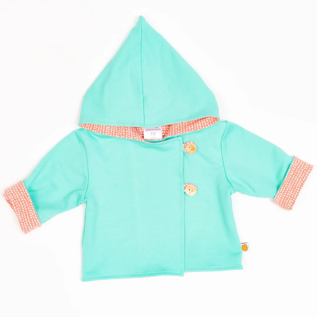 Reversible baby jacket "Mint/Dotted Lines Coral"