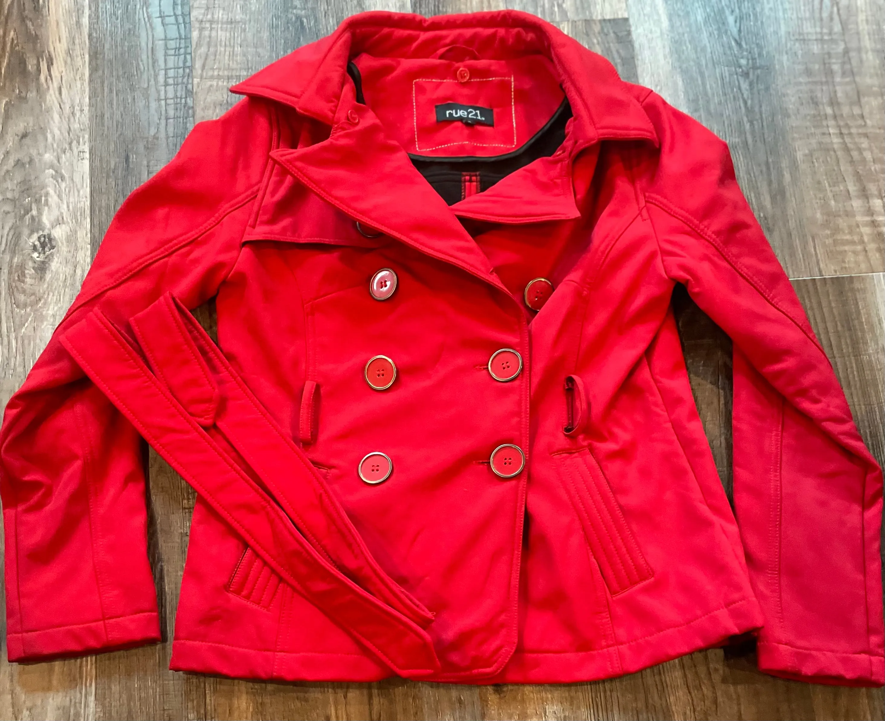 Rue21 Red Women’s Coat w/waist Tie size Medium