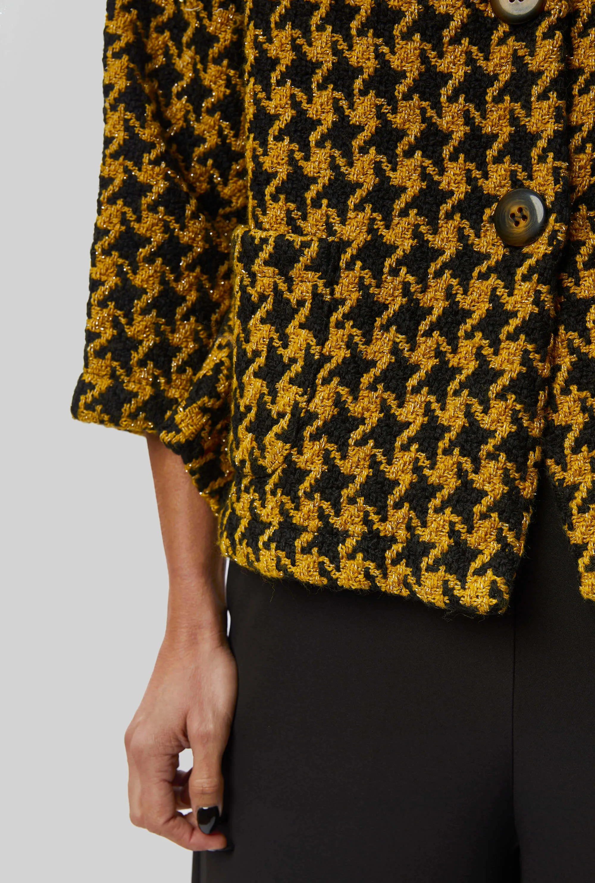 Short Houndstooth Jacket in Yellow-Black