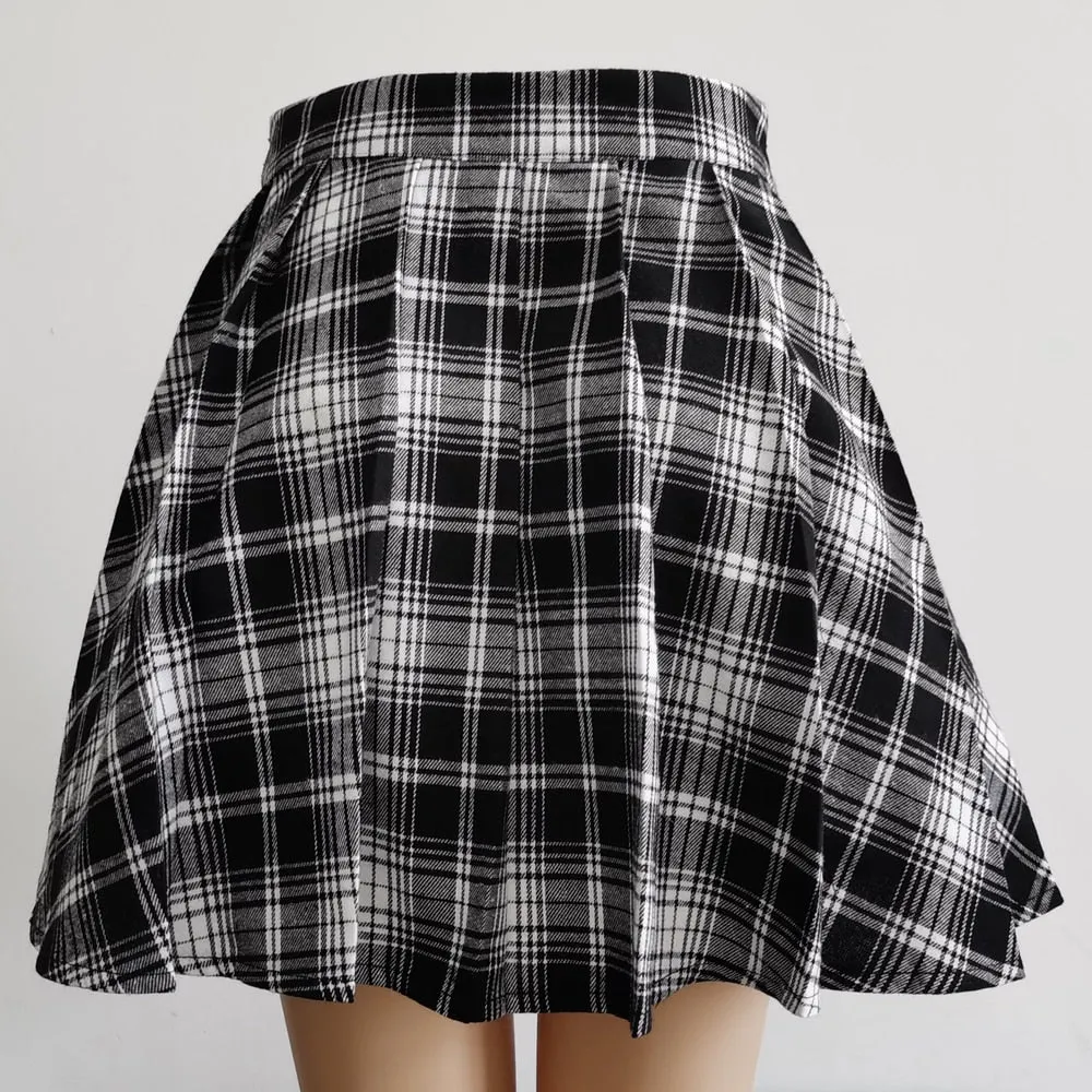 'Showcase' Grey and Black Pleated Skirt