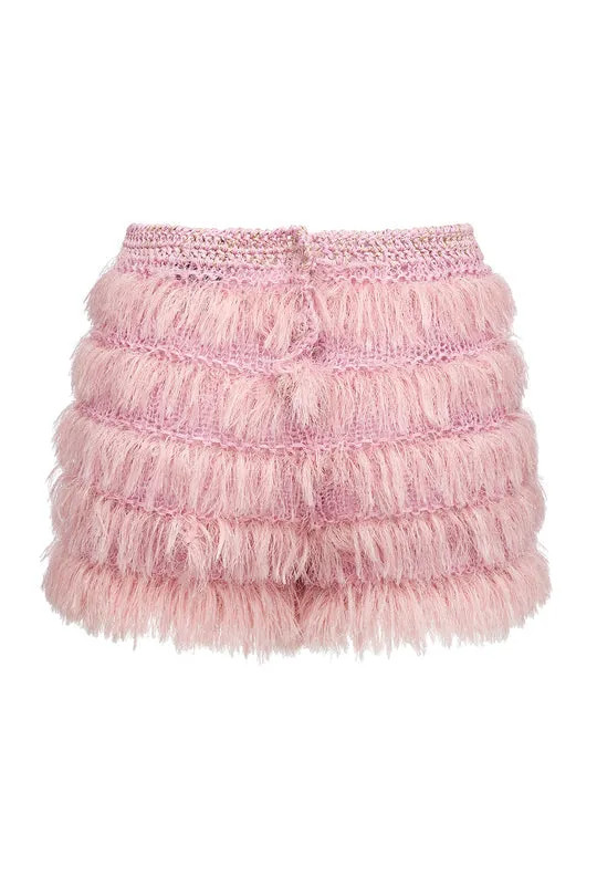 Silk-blend Ruffled Knit Shorts