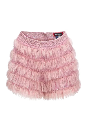 Silk-blend Ruffled Knit Shorts