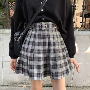 'Storm' Black and grey plaid skirt