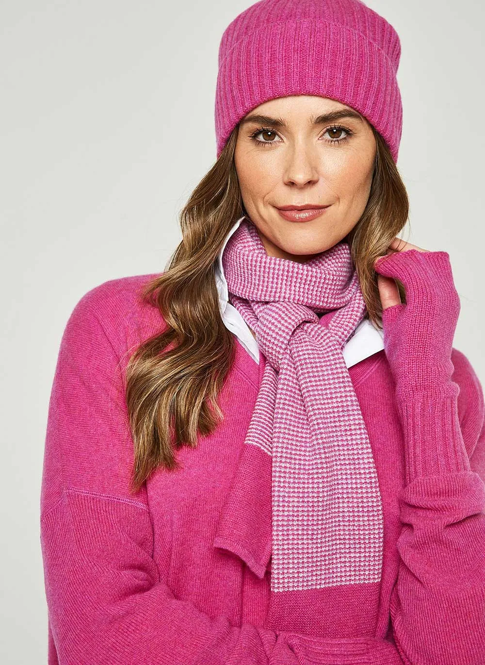 Textured Cashmere Scarf - Pink Soda