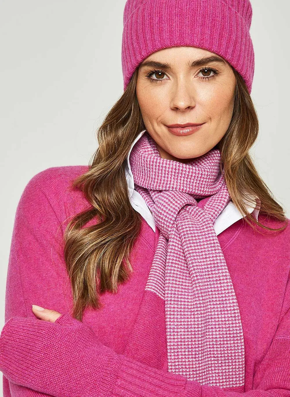 Textured Cashmere Scarf - Pink Soda