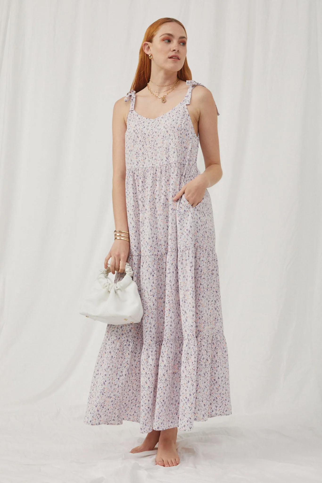 Tie Detail Scooped Back Maxi Dress