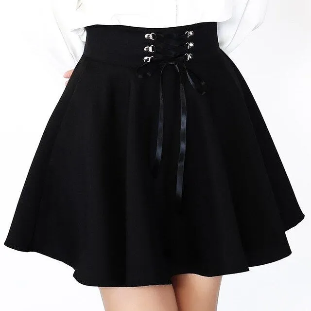 'Toil and Trouble' Black Lace up Skirt